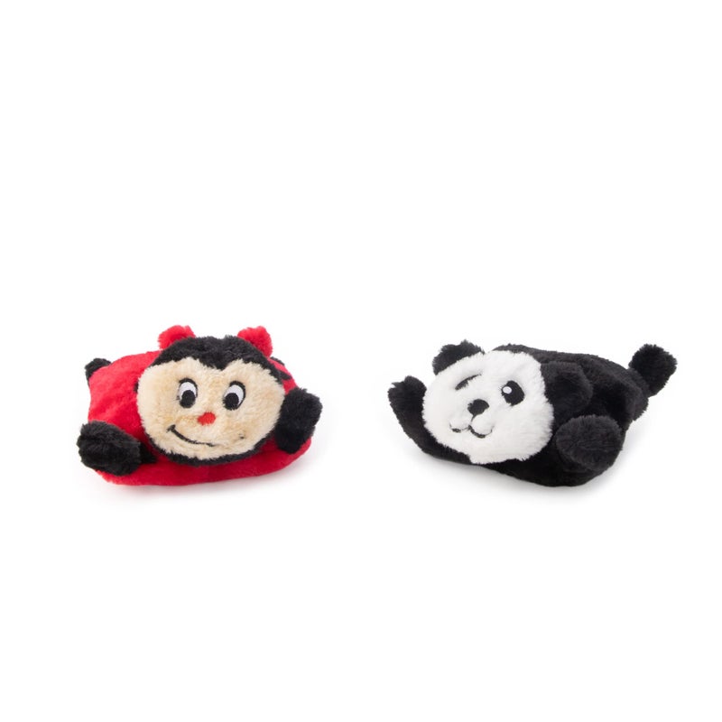 ZippyPaws Squeakie Pad - No Stuffing Dog Toy to Keep Them Busy, for Small & Medium Dogs, Squeaky Pet Toy for Boredom, Unstuffed Chew Toy, Soft Plush Puppy Products, Ladybug & Panda - 6.5" - Image 1